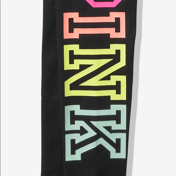 ❗️LAST💕VS PINK BLACK PASTEL RAINBOW LOGO LEGGINGS - Picture 4 of 7